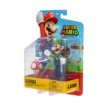 Nintendo Super Mario 4" Figures Luigi With Super Mushroom
