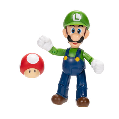 Nintendo Super Mario 4" Figures Luigi With Super Mushroom