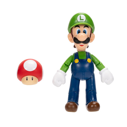 Nintendo Super Mario 4" Figures Luigi With Super Mushroom