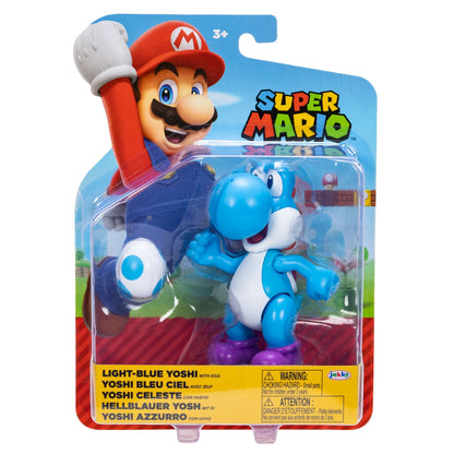 Nintendo Super Mario 4" Figures Yoshi Light Blue With Egg