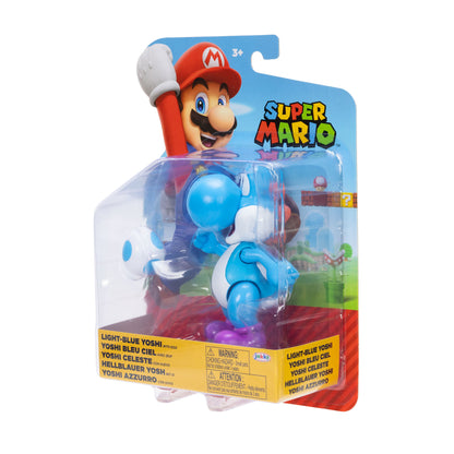 Nintendo Super Mario 4" Figures Yoshi Light Blue With Egg