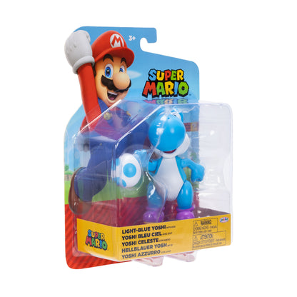 Nintendo Super Mario 4" Figures Yoshi Light Blue With Egg
