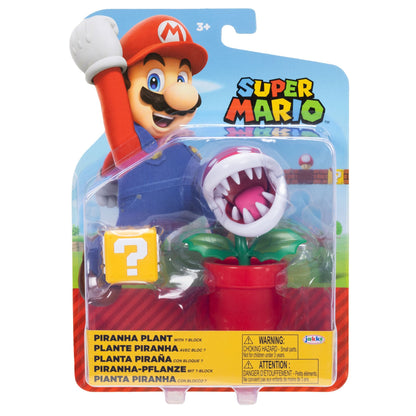 Nintendo Super Mario 4" Figures Piranha Plant With ? Block