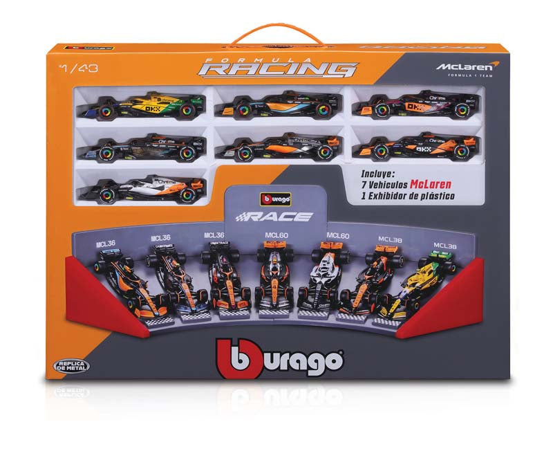 Bburago 1:43 7pc McLaren Collection & Stand