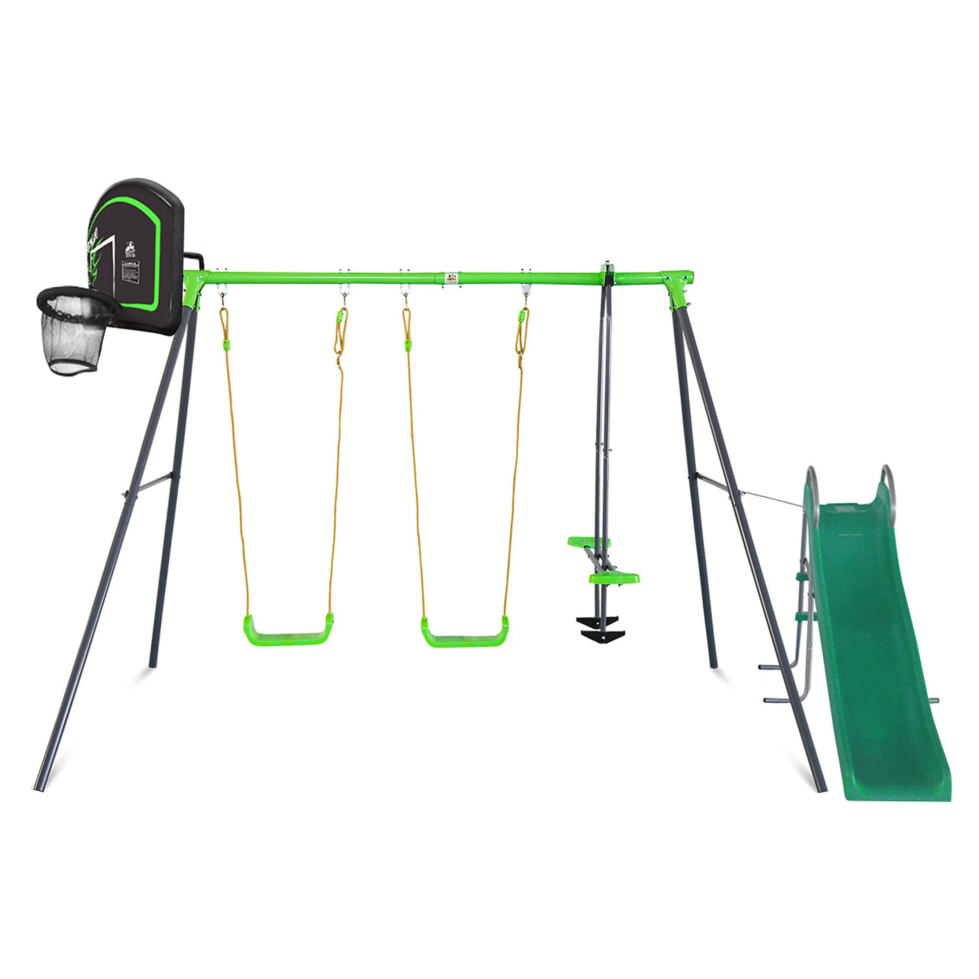 Lifespan Kids Hurley 2 Metal Swing Set with Slide & Hoop