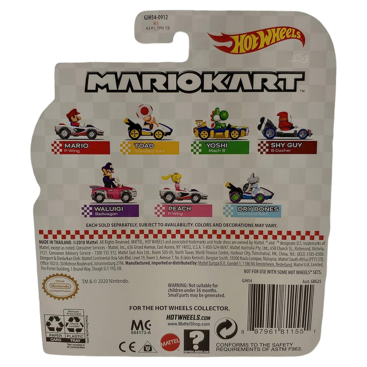 Hot Wheels 1:64 Mariokart Die Cast Car - Waluigi in Badwagon