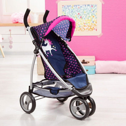 Bayer Jogger Pram Dark Blue with Pink Hearts