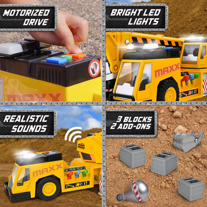 Maxx Action Motorised Lights & Sounds Mega Crane Truck Toy