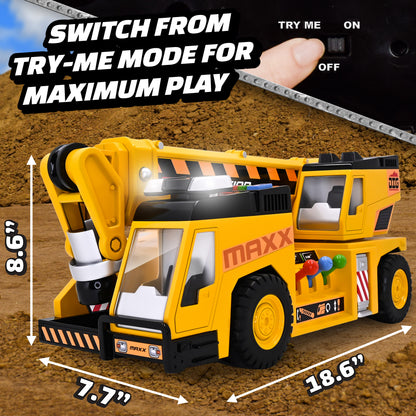 Maxx Action Motorised Lights & Sounds Mega Crane Truck Toy