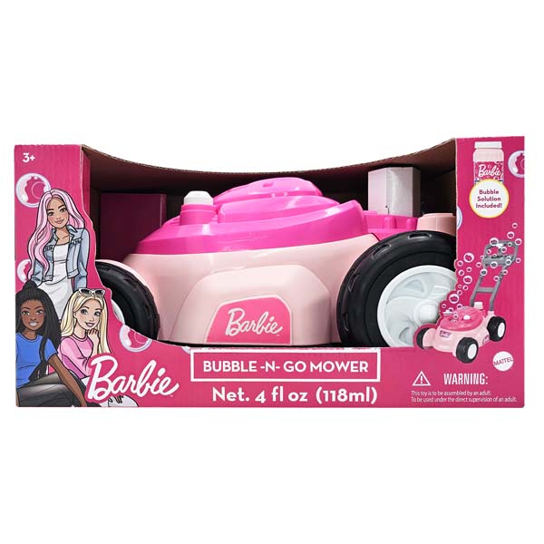 Barbie BUBBLE N GO MOWER  Pink / Blue with 4oz bottle