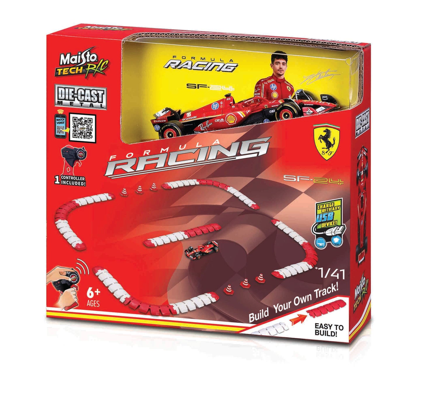 Maisto TECH Formula Racing RC 1:41 Diecast F-1 Racing Track 2024 Ferrari SF-24 Leclerc #16