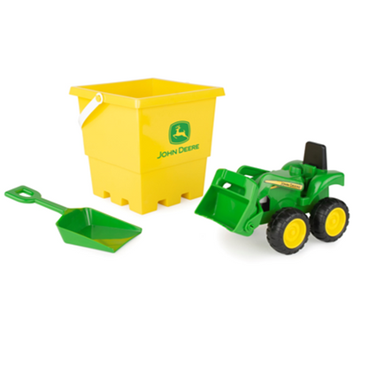 John Deere 15cm Sand Pit Bucket Set: Green Tractor w/Yellow Square Bucket & Green Shovel