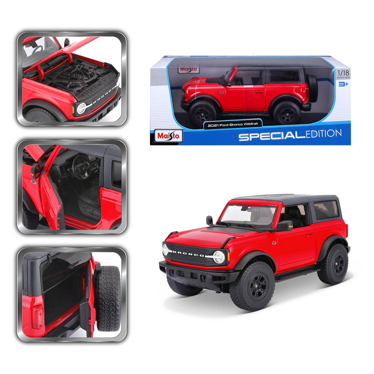 Maisto 1:18 2021 Ford Bronco Wildtrack - Red