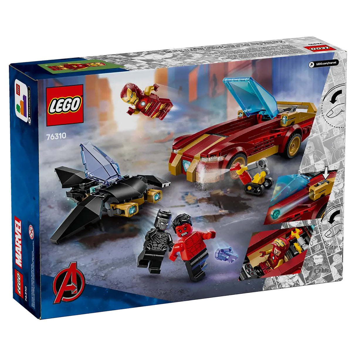 LEGO Marvel Iron Man Car & Black Panther Vs Red Hulk 76310