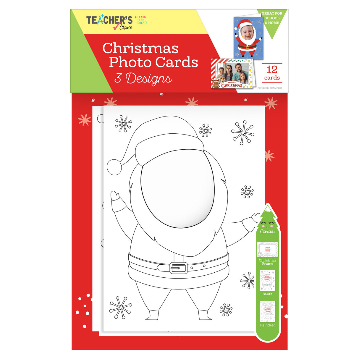 Teacher's Choice Christmas Cut Out Photo Cards 3 Designs (12 piece)