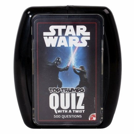 Star Wars Top Trumps quiz game box, black with red accents and 500 questions