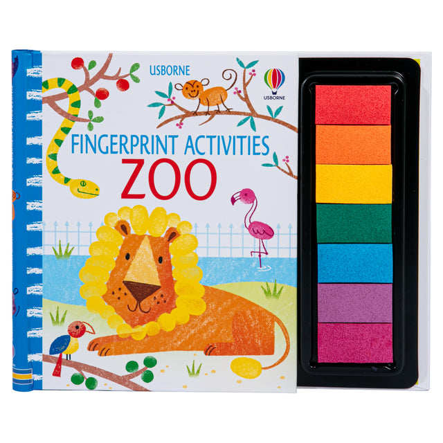 Usborne Fingerprinting Activity Book with Colourful Ink Pads Zoo Animals