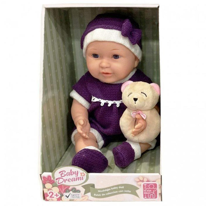 Gigo 15" Nostalgia Baby Doll Purple