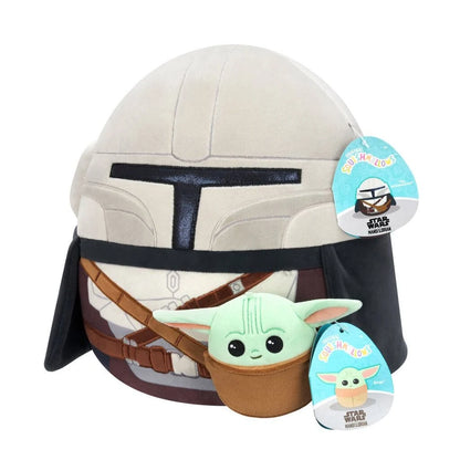 Squishmallows 12" Mandalorian with 3.5" Grogu in sling pouch