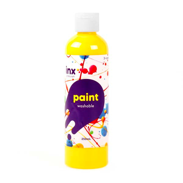White Smoke Inx Washable Paint, Tempera Yellow, 250ml Kids Paints