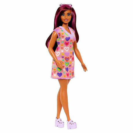 Barbie Fashionistas Doll 207 Heart-Print Sweater Dress