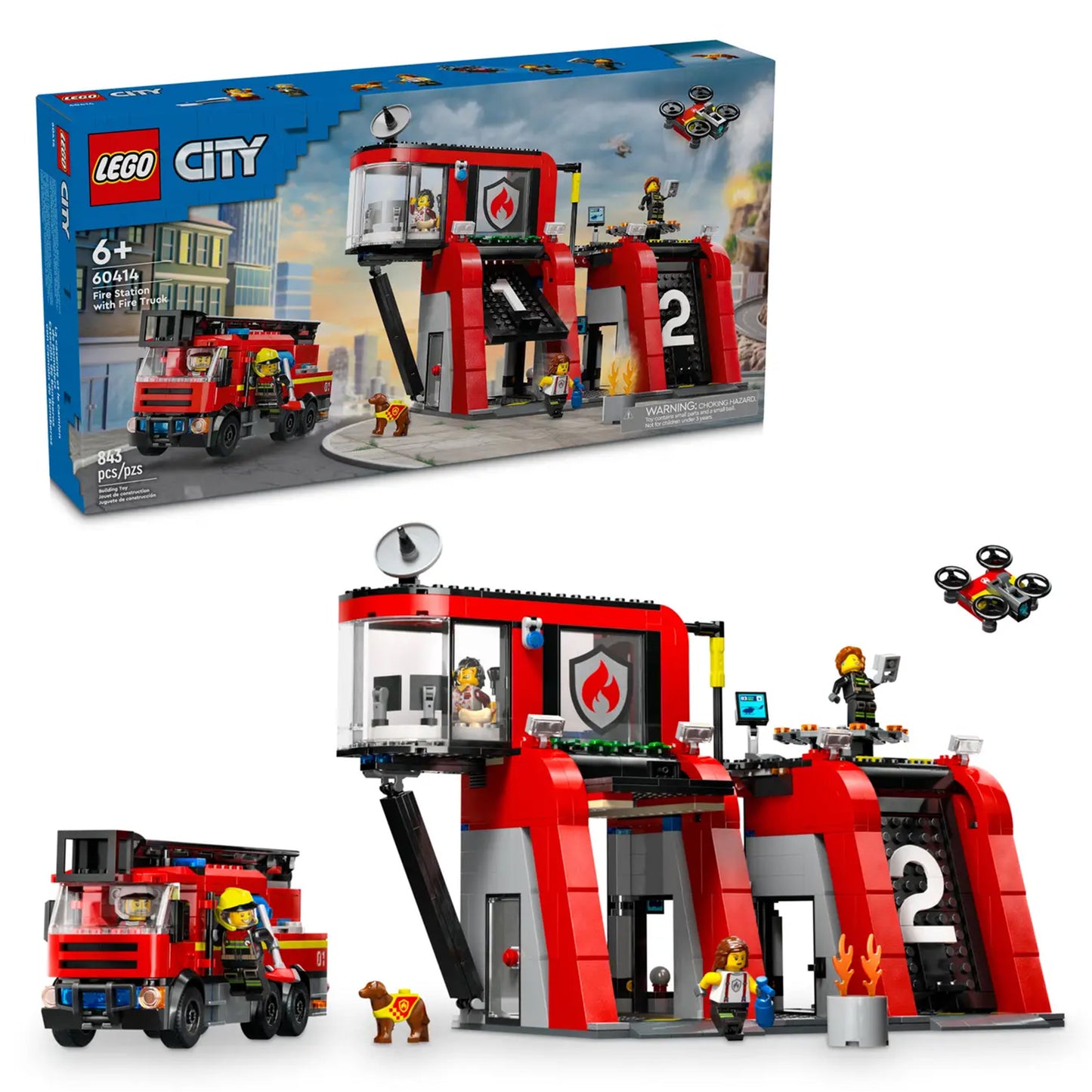 LEGO City Fire Station with Fire Truck 60414, (843-pieces)