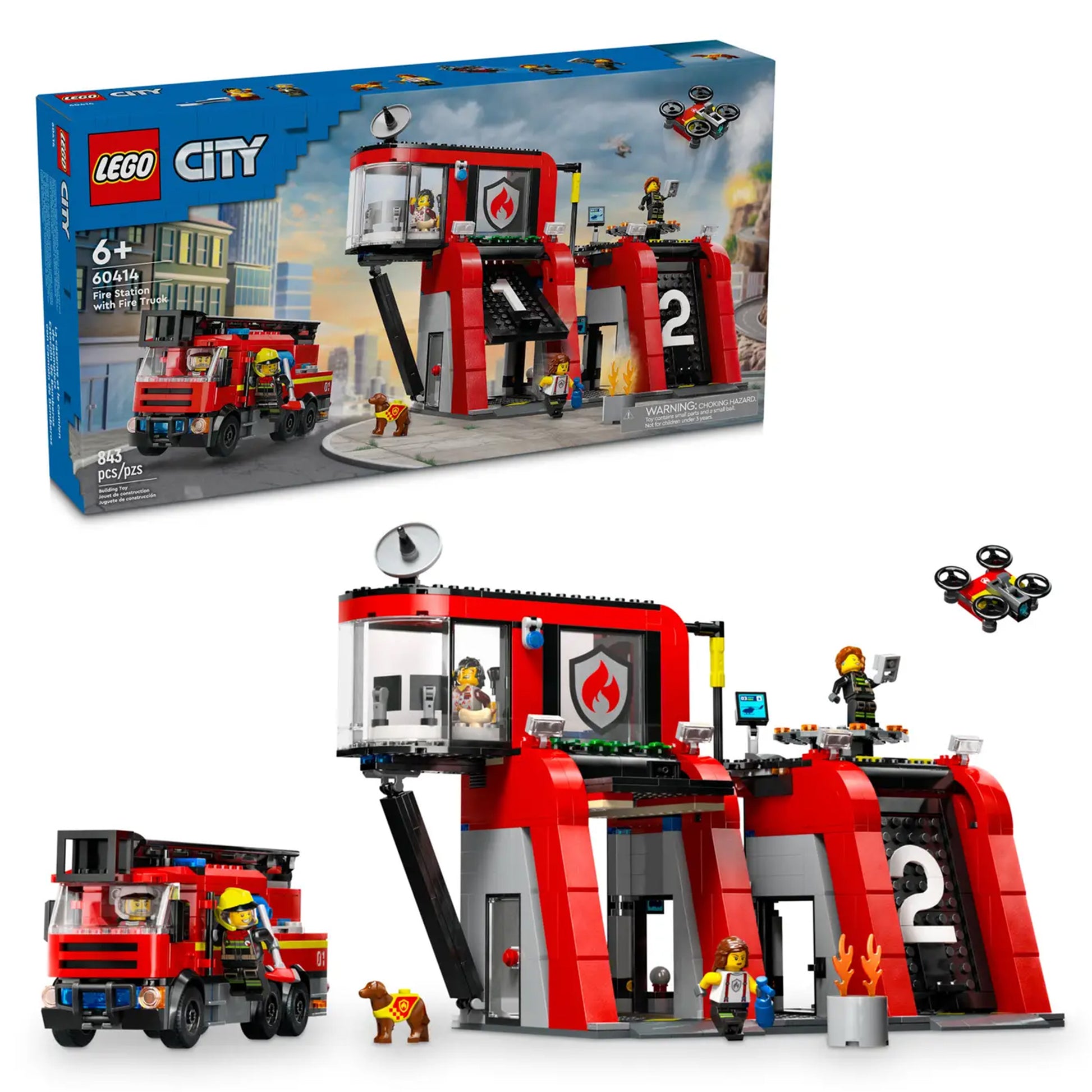 LEGO City Fire Station with Fire Truck 60414, (843-pieces)