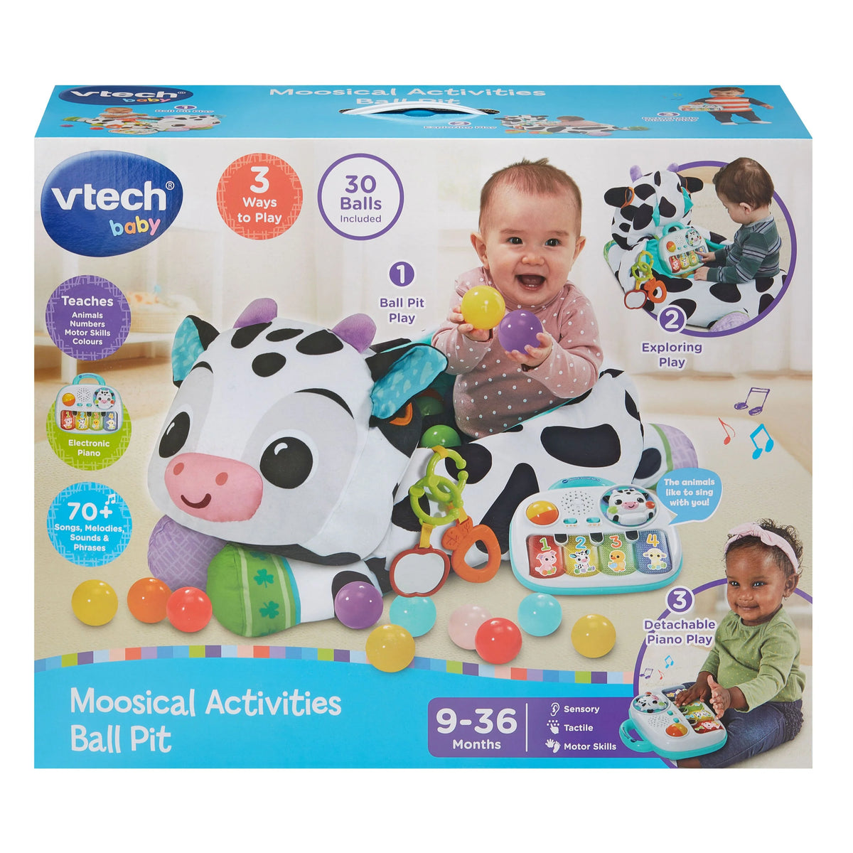 Vtech musical activities ball pit with plush cow and colorful balls