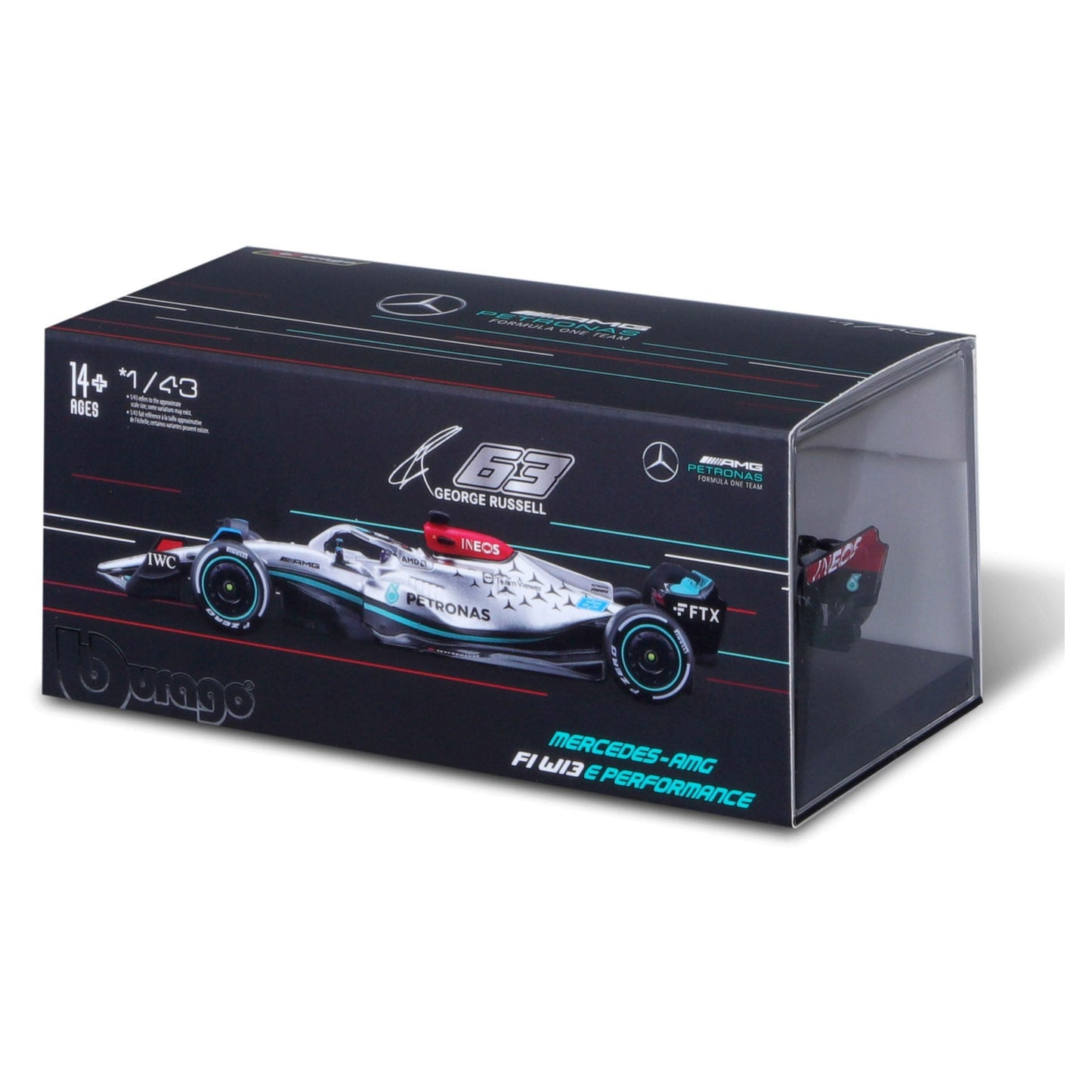 Bburago 1:43 2022 F-1 Mercedes AMG W13 Russell with Driver