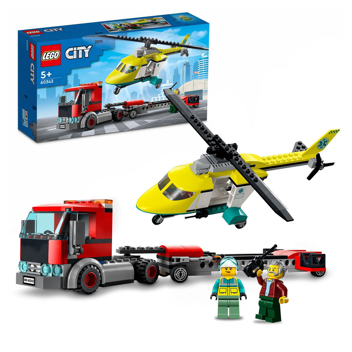 LEGO 60343 City Rescue Helicopter Transport Toy Building Kit Collectable Set
