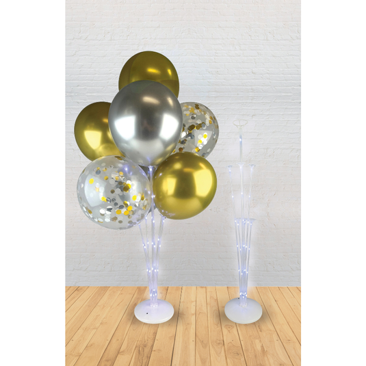 Light Gray LED Light Balloon Stand 74cm - White Balloons