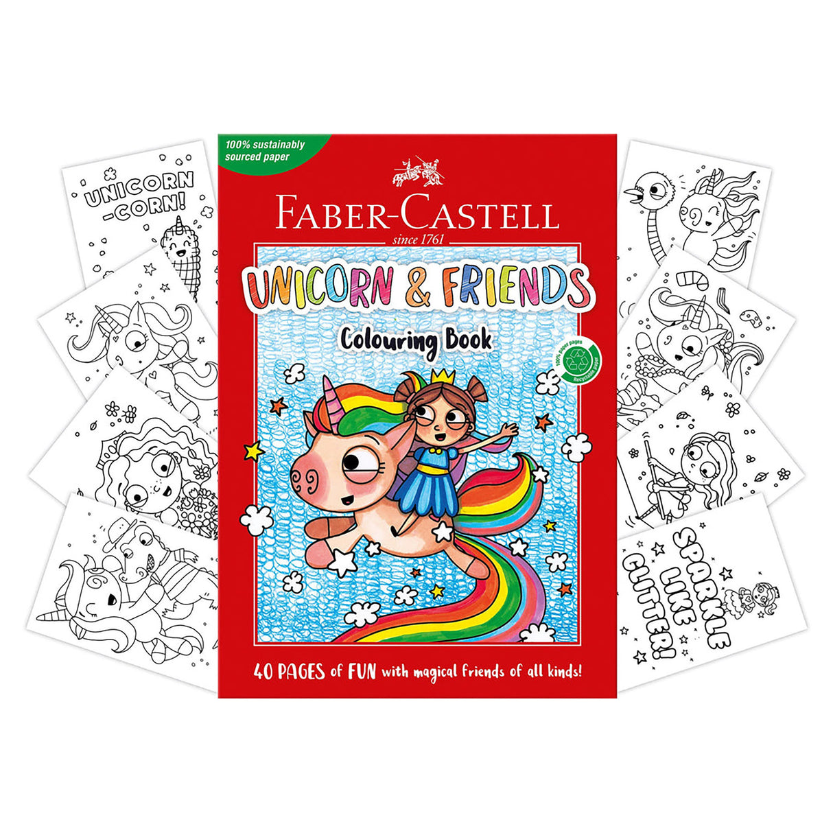 Faber Castell Unicorns & Friends Colouring Book, (40 Pages)