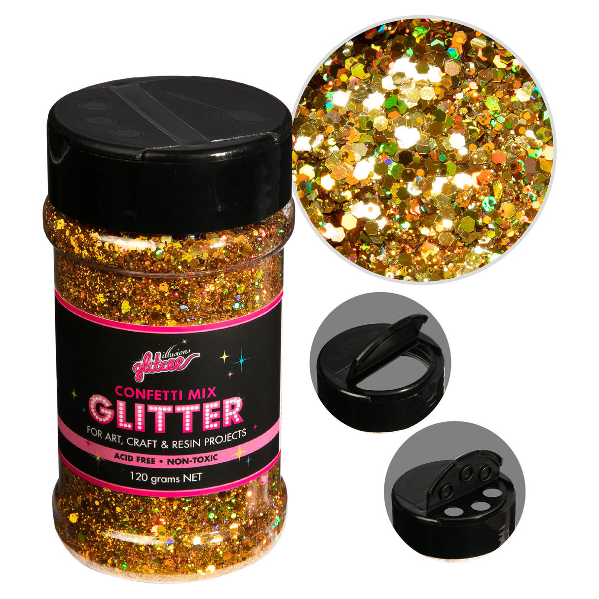 Illusions Confetti Mi X  glitter-gold Holographic (120g)