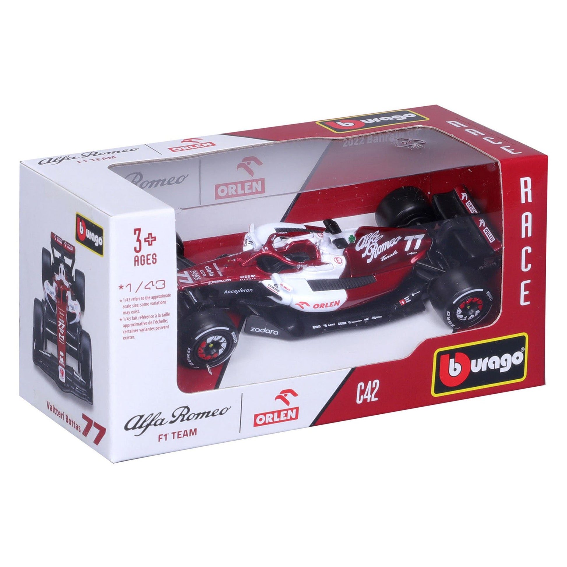 Bburago 1:43 2022 F-1 Alfa Romeo C42 #77 Bottas