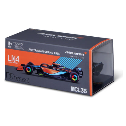 Bburago 1:43 2022 F-1 McLaren MCL 36 #4 Norris with Driver