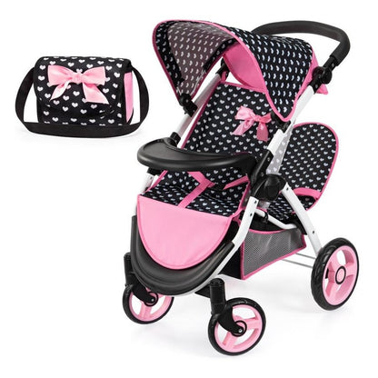 Bayer Twin Star Pram Pink & Black