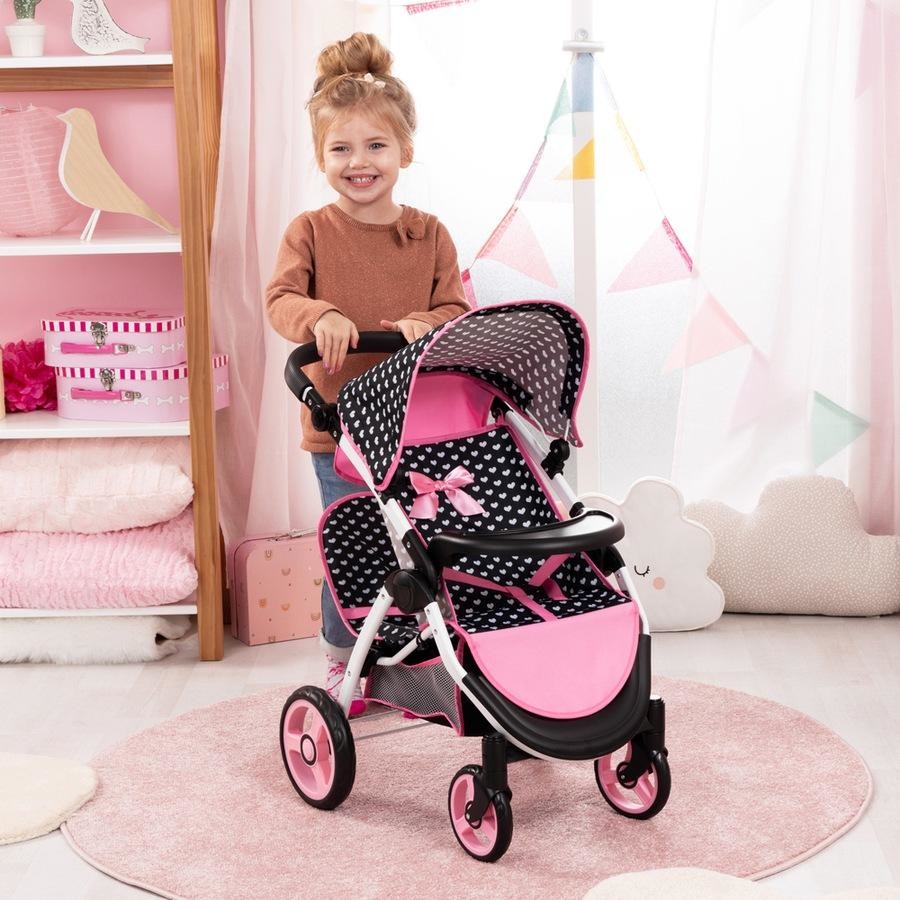 Bayer Twin Star Pram Pink & Black