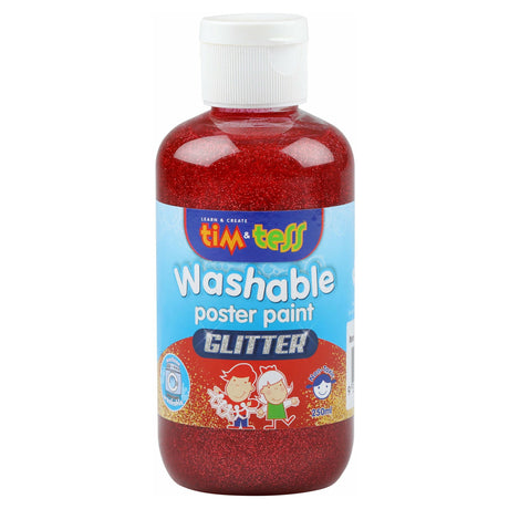 Tim & Tess Children's Washable glitter Poster Paint Red 250ml