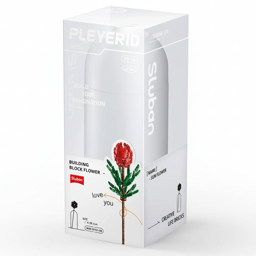 Sluban building block floral kit box with DIY vase, 251 pieces