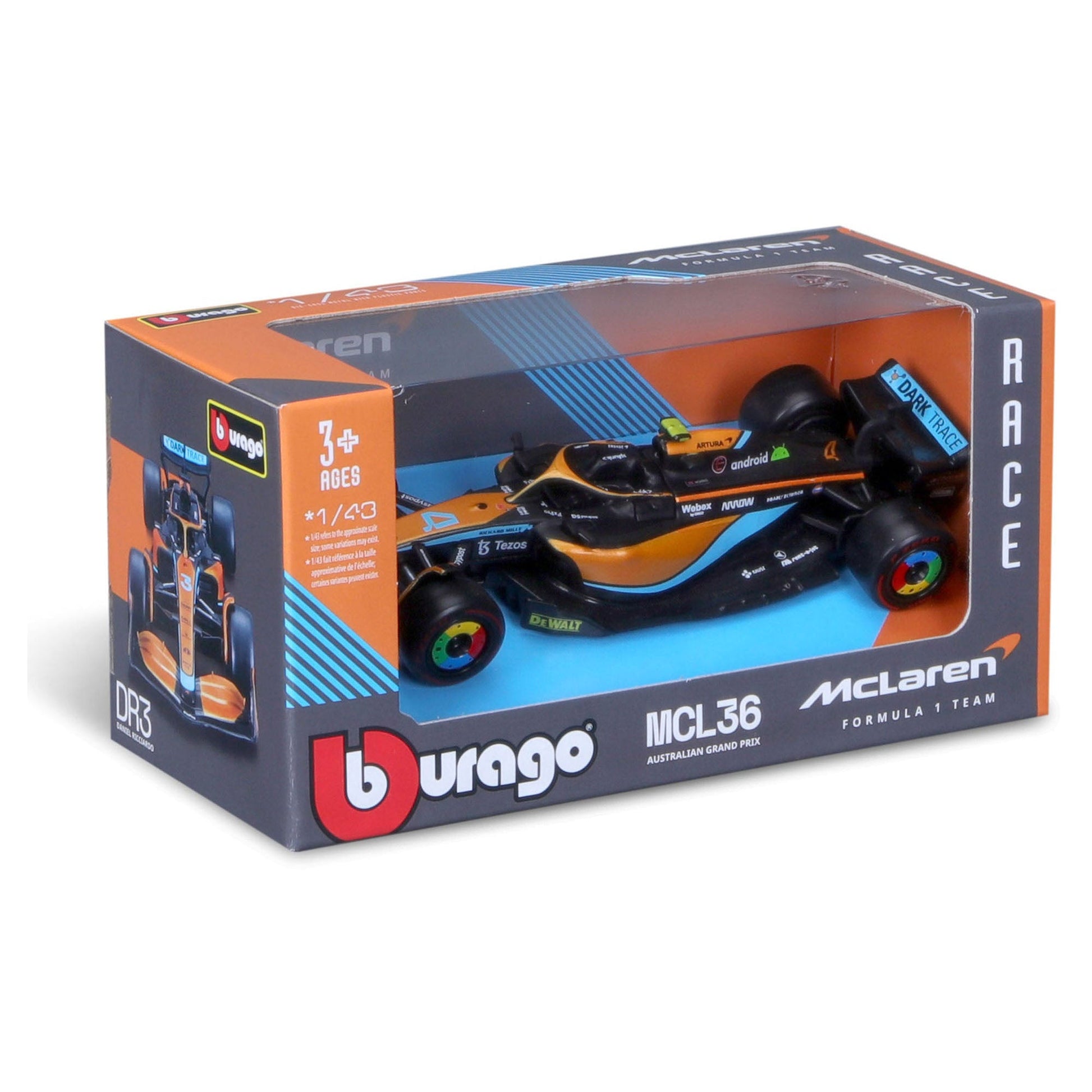 Bburago 1:43 2022 F-1 McLaren MCL 36 #3 Ricciardo