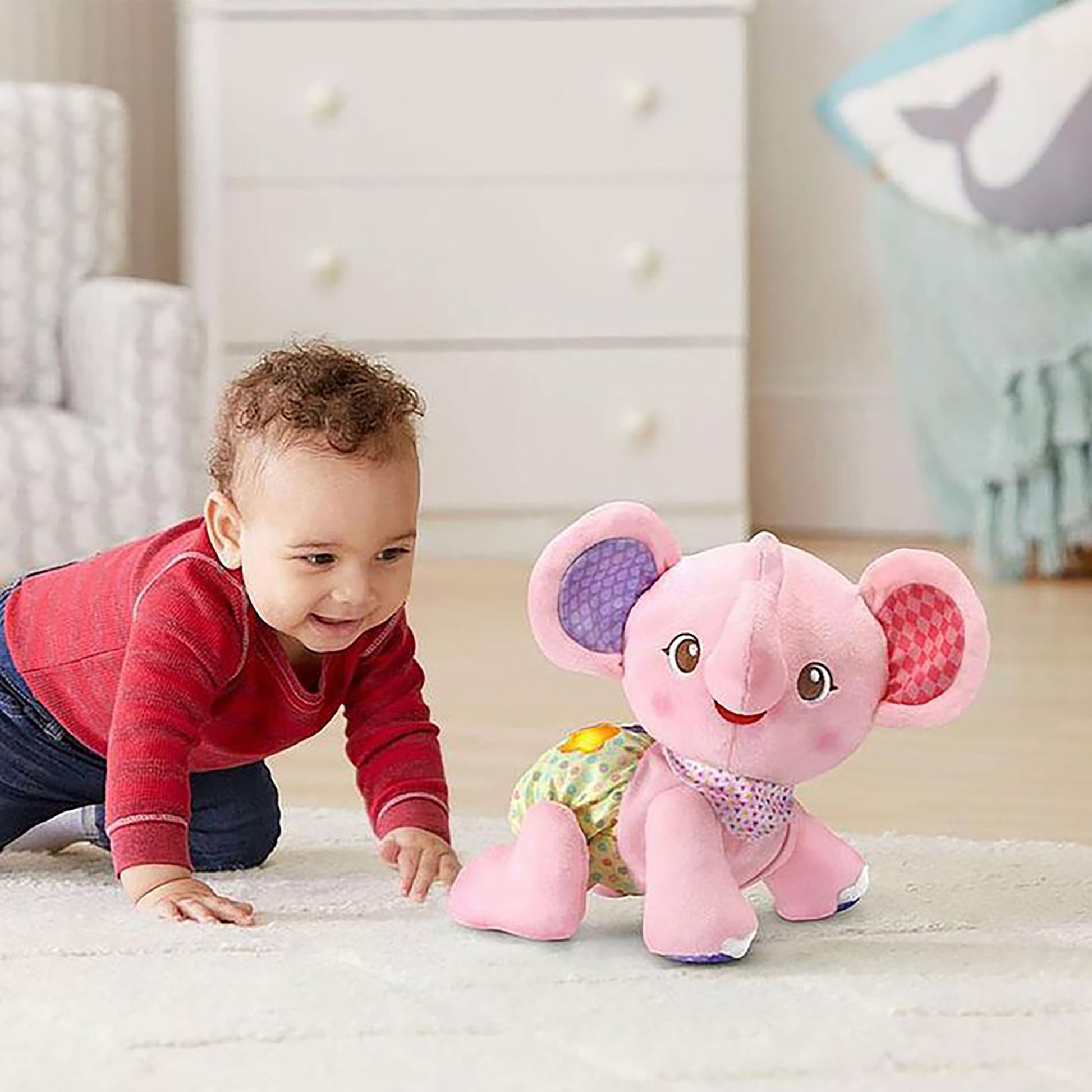 VTech Crawl with Me Elephant Interactive Plush Toy, Pink