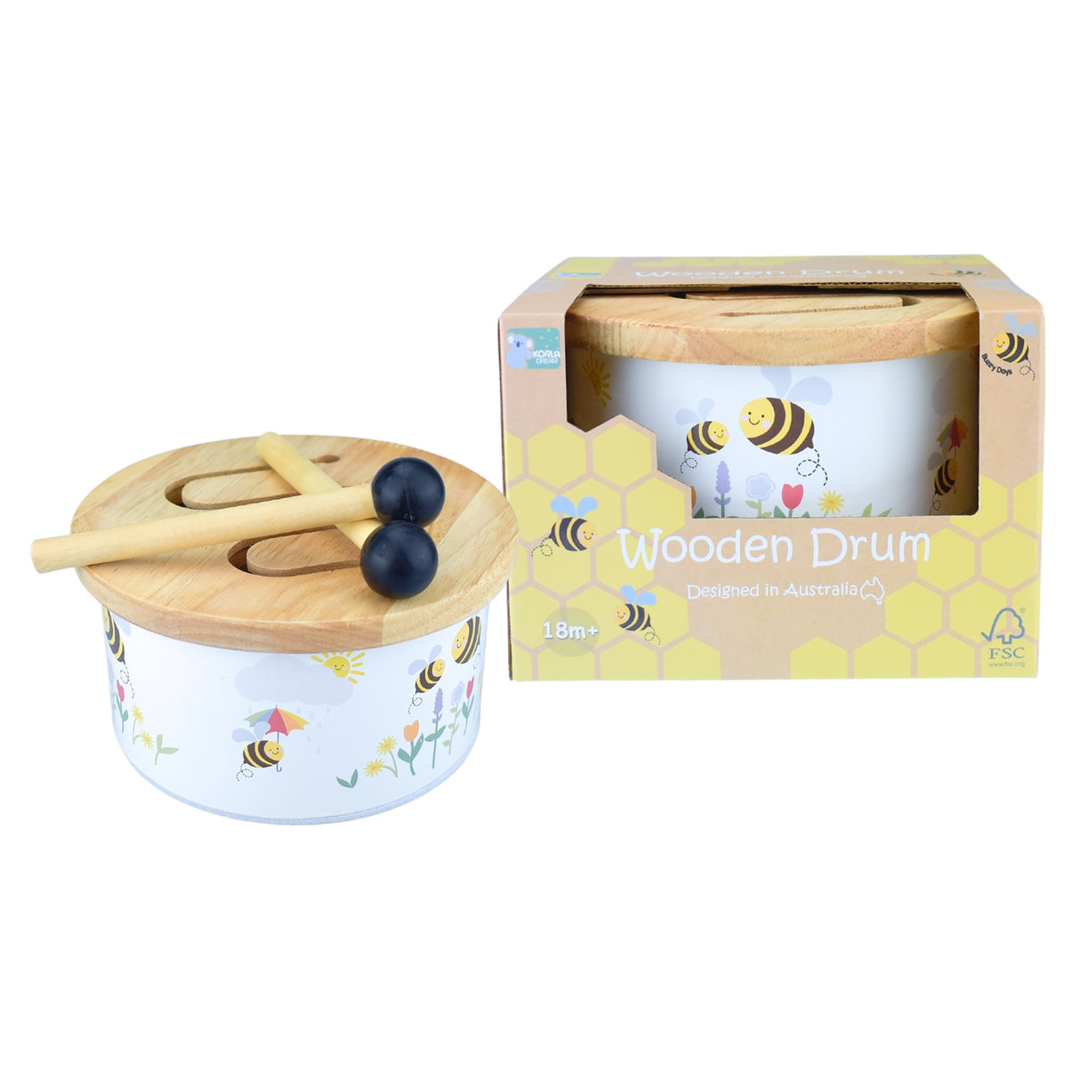 Buzzy Bee Wooden Drum