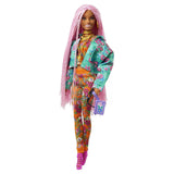 Barbie Extra Doll in Floral Jogger Set with Pet DJ Mouse