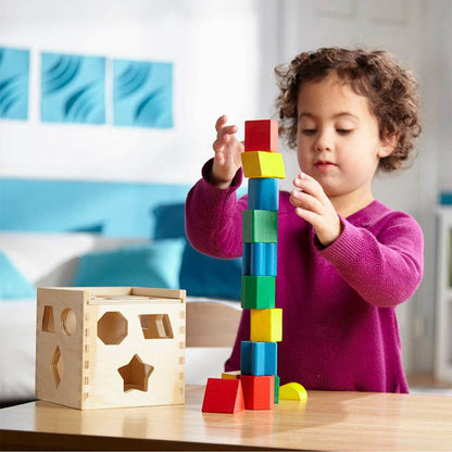Melissa & Doug Wooden Shape Sorting Cube Educational Toy