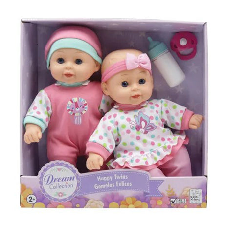 Gigo Dream Collection 12" Happy Twin Dolls With Accessories Pink