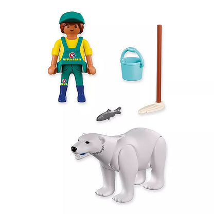 Playmobil  Zoo Polar Bear And Zookeeper