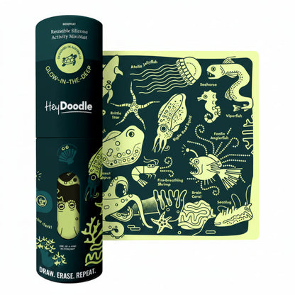 White Smoke HeyDoodle Glow-in-the-Deep Mini Colouring & Doodle Mat, A4 Kids Colouring Books
