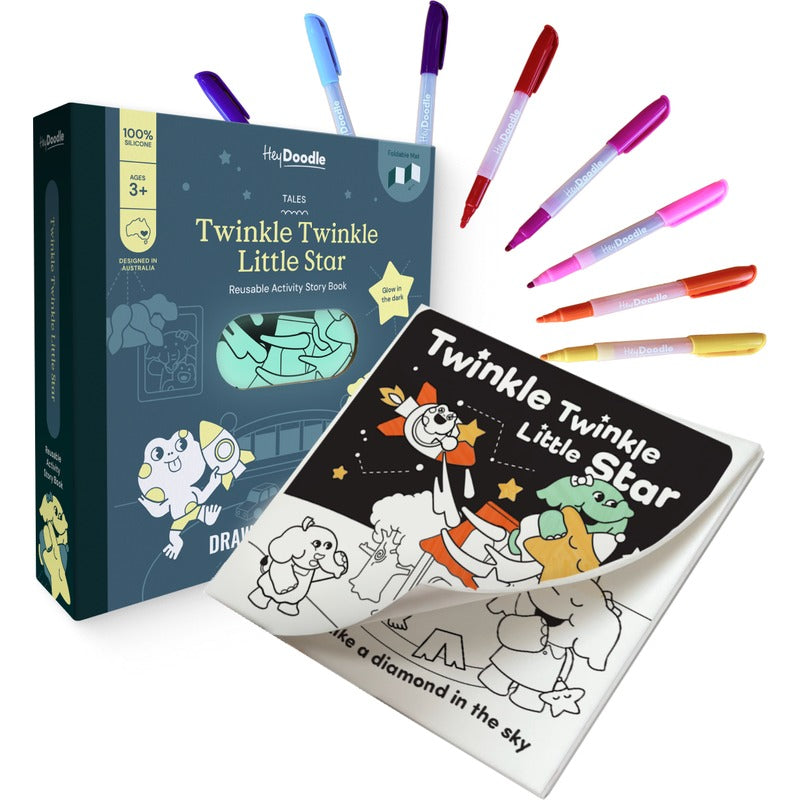 White Smoke HeyDoodle Twinkle Twinkle Little Star Tales - Reusable Colouring Book Kids Colouring Books