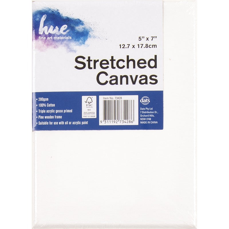 White Smoke Hue Stretched Canvas   17mm 5x7in (12.7x17.8cm) W16.1   280gsm Kids Canvas