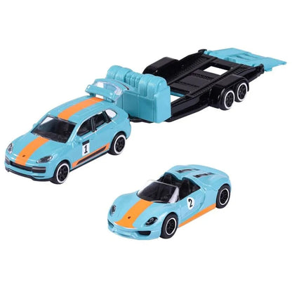 Majorette Porsche Motorsport Race Trailer Cayenne Turbo S + 918 Spyder